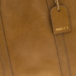 Pre Owned Fendi Mustard Dimpled Leather Classico 4 Tote