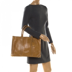 Pre Owned Fendi Mustard Dimpled Leather Classico 4 Tote