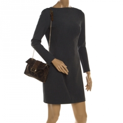Fendi Brown Zucca Canvas and Leather Baguette Chain Shoulder Bag