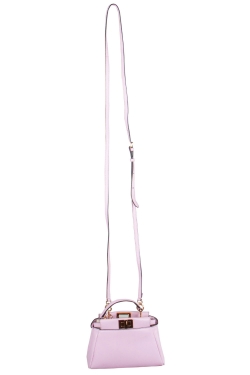 Pre Owned Fendi Pink Leather Micro Peekaboo Crossbody Bag