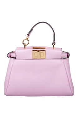 Pre Owned Fendi Pink Leather Micro Peekaboo Crossbody Bag