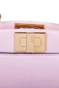 Pre Owned Fendi Pink Leather Micro Peekaboo Crossbody Bag