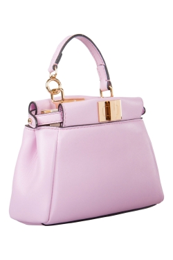 Pre Owned Fendi Pink Leather Micro Peekaboo Crossbody Bag