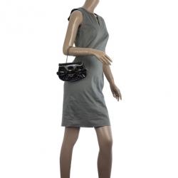 Pre Owned Fendi Dark Green Patent Leather Mini B Bis Evening Clutch