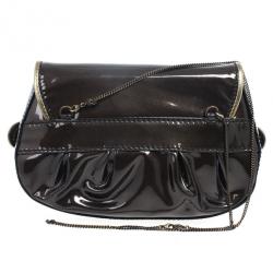 Pre Owned Fendi Dark Green Patent Leather Mini B Bis Evening Clutch