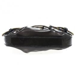 Pre Owned Fendi Dark Green Patent Leather Mini B Bis Evening Clutch