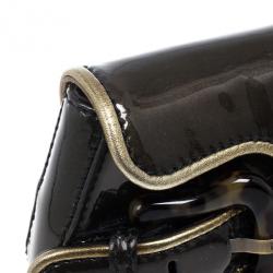 Pre Owned Fendi Dark Green Patent Leather Mini B Bis Evening Clutch