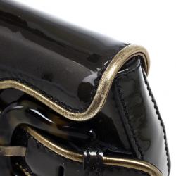 Pre Owned Fendi Dark Green Patent Leather Mini B Bis Evening Clutch