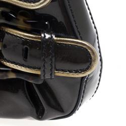 Pre Owned Fendi Dark Green Patent Leather Mini B Bis Evening Clutch