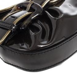 Pre Owned Fendi Dark Green Patent Leather Mini B Bis Evening Clutch