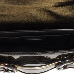 Pre Owned Fendi Dark Green Patent Leather Mini B Bis Evening Clutch