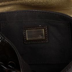 Pre Owned Fendi Dark Green Patent Leather Mini B Bis Evening Clutch