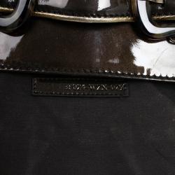 Pre Owned Fendi Dark Green Patent Leather Mini B Bis Evening Clutch