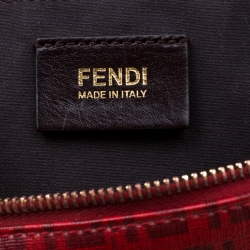Pre Owned Fendi Red Zucchino Coated Canvas Spalmati Shoulder Bag