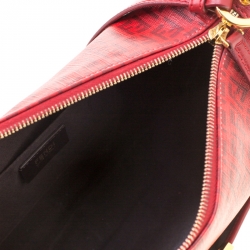 Pre Owned Fendi Red Zucchino Coated Canvas Spalmati Shoulder Bag