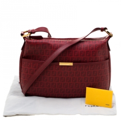 Pre Owned Fendi Red Zucchino Coated Canvas Spalmati Shoulder Bag
