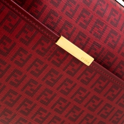 Pre Owned Fendi Red Zucchino Coated Canvas Spalmati Shoulder Bag