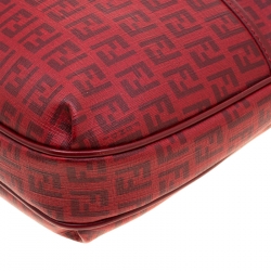 Pre Owned Fendi Red Zucchino Coated Canvas Spalmati Shoulder Bag