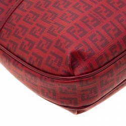 Pre Owned Fendi Red Zucchino Coated Canvas Spalmati Shoulder Bag
