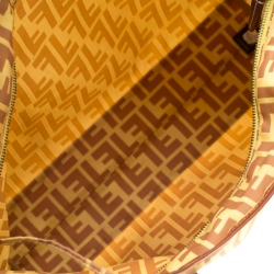 Pre Owned Fendi Yellow/Brown Zucca Nylon Roll Tote