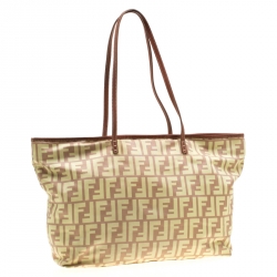 Pre Owned Fendi Yellow/Brown Zucca Nylon Roll Tote