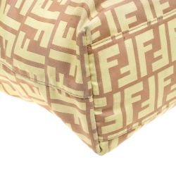 Pre Owned Fendi Yellow/Brown Zucca Nylon Roll Tote