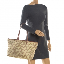Pre Owned Fendi Yellow/Brown Zucca Nylon Roll Tote