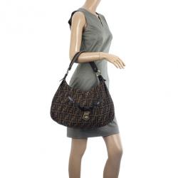 Pre Owned Fendi Brown Tobacco Zucca Canvas Chef Hobo