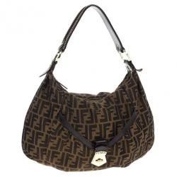Pre Owned Fendi Brown Tobacco Zucca Canvas Chef Hobo