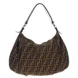 Pre Owned Fendi Brown Tobacco Zucca Canvas Chef Hobo