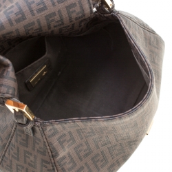 Pre Owned Fendi Tobacco Zucchino Coated Canvas Mini Mama Shoulder Bag