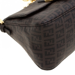 Pre Owned Fendi Tobacco Zucchino Coated Canvas Mini Mama Shoulder Bag
