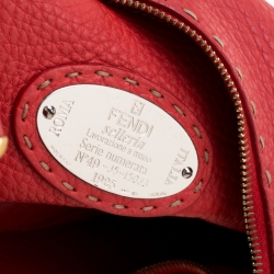 Pre Owned Fendi Red Leather Selleria Hobo 