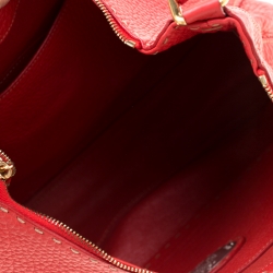 Pre Owned Fendi Red Leather Selleria Hobo 