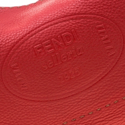 Pre Owned Fendi Red Leather Selleria Hobo 