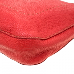 Pre Owned Fendi Red Leather Selleria Hobo 