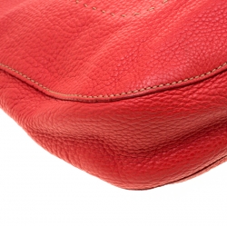 Pre Owned Fendi Red Leather Selleria Hobo 