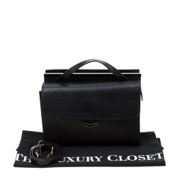 Pre Owned Fendi Black Textured Leather Small Demi Jour Top Handle Bag