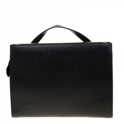 Pre Owned Fendi Black Textured Leather Small Demi Jour Top Handle Bag