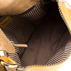 Pre Owned Fendi Beige/Mustard Python and Leather Anna Shoulder Bag