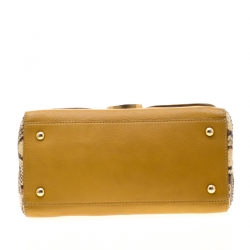 Pre Owned Fendi Beige/Mustard Python and Leather Anna Shoulder Bag