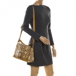 Pre Owned Fendi Beige/Mustard Python and Leather Anna Shoulder Bag