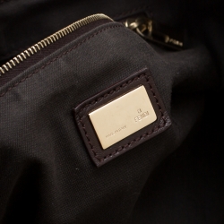 Pre Owned Fendi Dark Brown Leather Twins Shopper Tote