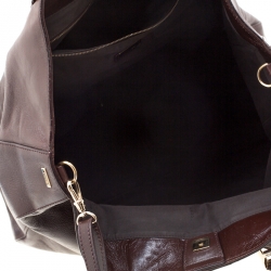 Pre Owned Fendi Dark Brown Leather Twins Shopper Tote