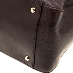 Pre Owned Fendi Dark Brown Leather Twins Shopper Tote