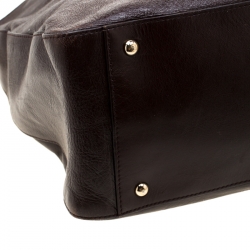 Pre Owned Fendi Dark Brown Leather Twins Shopper Tote