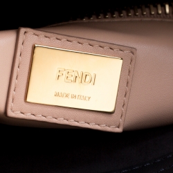 Pre Owned Fendi Navy Blue Leather Medium Peekaboo Top Handle Bag