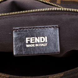 Pre Owned Fendi Tobacco Zucca Canvas Maxi Baguette Flap Shoulder Bag