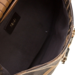 Pre Owned Fendi Tobacco Zucca Canvas Maxi Baguette Flap Shoulder Bag