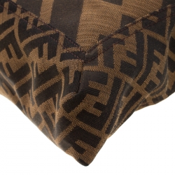 Pre Owned Fendi Tobacco Zucca Canvas Maxi Baguette Flap Shoulder Bag